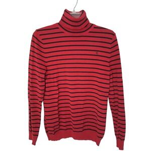 Lauren‎ Ralph Lauren Red Stripe Turtleneck Pullover Sweater Size Large Preppy